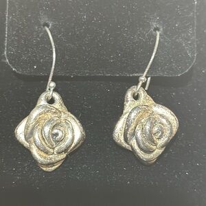 Sterling Silver Rose Dangle Earrings